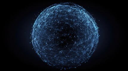 Abstract Digital Sphere Representing Global Connectivity and Data Flow in a High-Tech Environment
