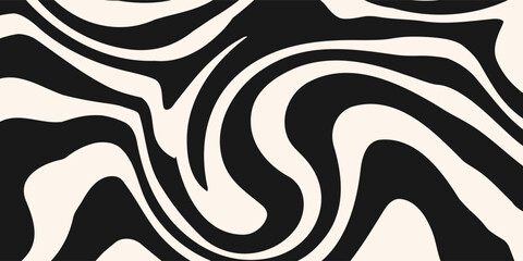 Diagonal wavy lines seamless pattern. Vector abstract liquid lines background. Simple black and white texture with diagonal waves, stripes, fluid shapes.