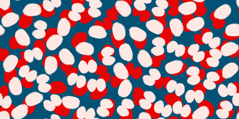 Various dots, shapes, figures. Modern abstract style. Hand drawn vector seamless pattern. Square background, wallpaper. Textile, fabric, print template, wrapping paper, design element