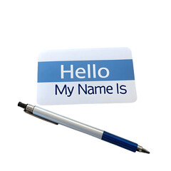 Name Tag and Pen:  Perfect for Introductions and Identification on transparent background