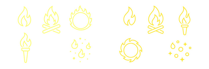 Flame icons in various styles, showcasing vibrant fire imagery and designs for creative projects