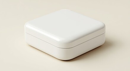 Blank white square box on a light beige background