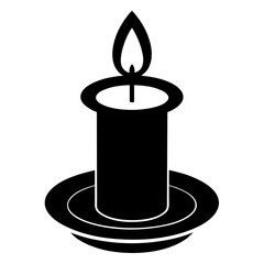 burning candle in a black hat