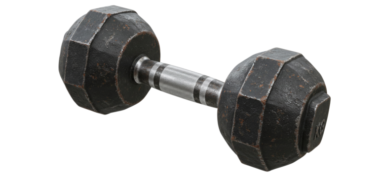 Heavy metal dumbbells isolated on transparent cutout background, cut out, png