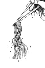 hand drawn illustration of noodle