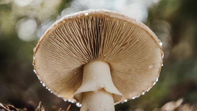Close-up of a wet mushroom cap