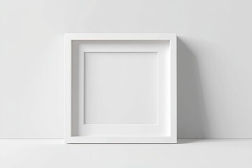Simple white picture frame on a plain white surface