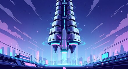 Futuristic city landing.