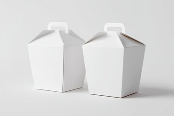 Two blank white takeout containers