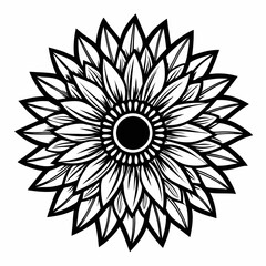 Sunflower Bloom Outline Vector