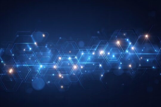 Abstract digital network of glowing hexagons (1)