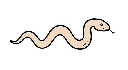 Simple doodle of cartoon snake on white background