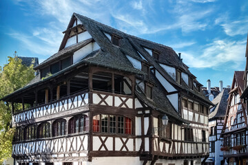 Strasbourg in France, half-timbered houses in the historic center
