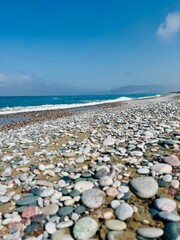 stones on the beach sea sky