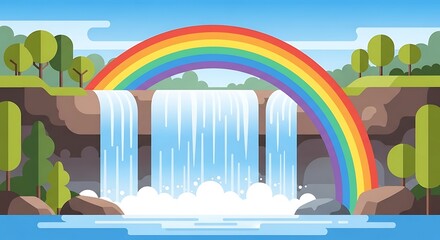 Fototapeta premium Waterfall with Rainbow. (2)