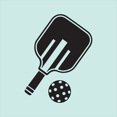 Pickleball Paddle and Ball Icon Vector Illustration
