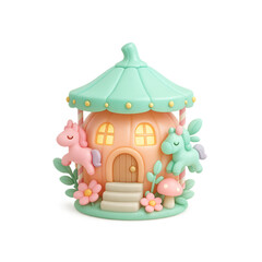 Carousel Pumpkin House with Unicorns – Kawaii Clipart