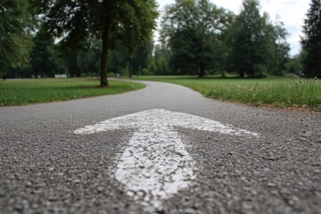 Fototapeta premium A paved path in a park, leading forward