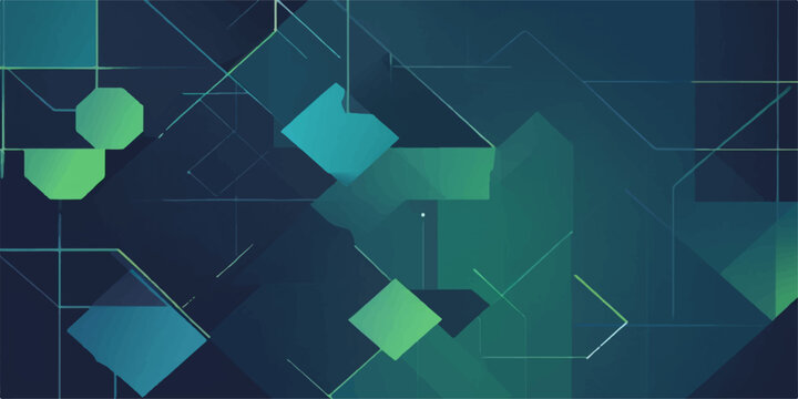 Green abstract background with blue arrows for global business and digital technology concept illustration