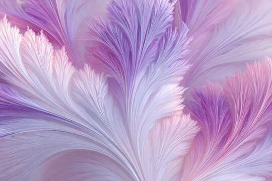 Digital illustration of delicate flame feathers spiraling in pastel colors, combining dynamic motion, ethereal glow, and intricate fractal patterns