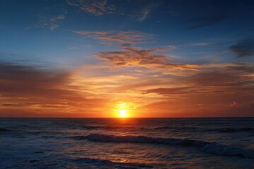 Fototapeta premium Dramatic sunset over a vast ocean (1)