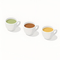 Obraz premium Isometric Illustration of Three Mugs 