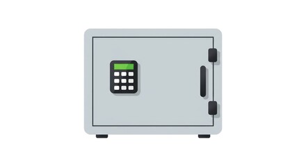 Isolated steel safe with digital lock on white background graphic