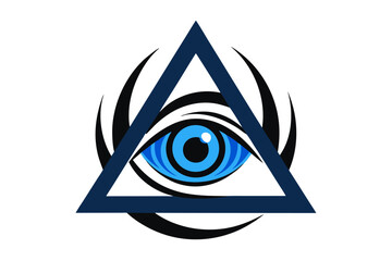 A vector illustration of a black eye icon symbol with an iris and eyelash for vision design