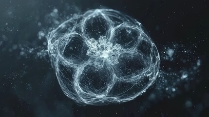 Ethereal sphere of interconnected glowing particles