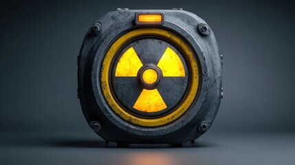 A nuclear warning dial displaying multiple indicators of carbon measurement and environmental risk assessment