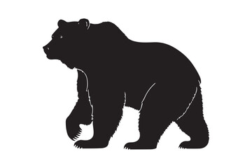 Silhouette of a standing grizzly bear facing left