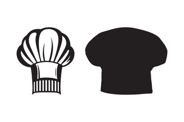 Chef hat silhouette and outline illustration