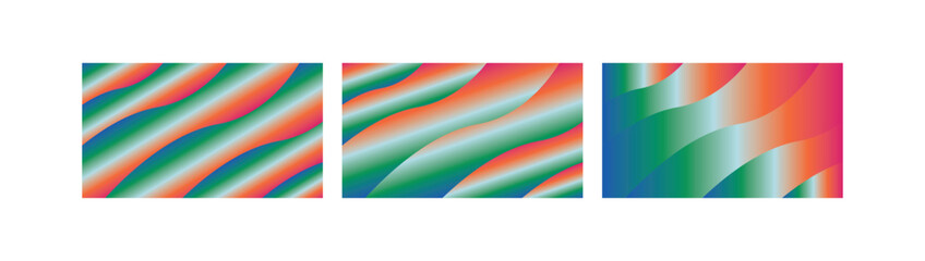 Fototapeta premium Tropical Aurora Gradient Wave Backgrounds in Green Blue Orange Red for Exotic Mobile and Digital Use