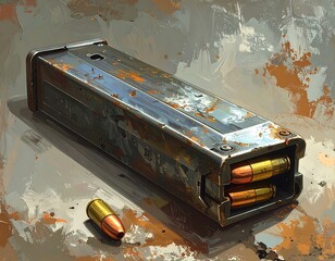 Rusty ammo magazine on textured surface