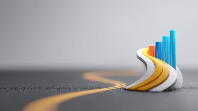 Curved road with a bend symbolizing the journey and challenges in research execution and strategic planning