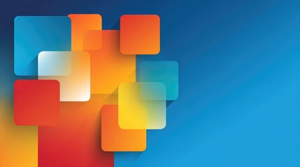 Colorful Geometric Shapes on a Blue Background with Soft Gradients for Modern Design Projects and Creative Concepts