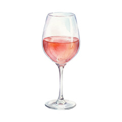 Watercolor Rosé Wine Vector Illustration Isolated on White Background, Glass of Pink Wine Clipart for Vineyard, Winery, Bar and Restaurant Menu