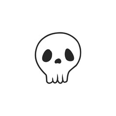 Cute Skull Hand-Drawn Doodle Outline Vector Illustration