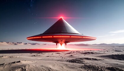 UFO lands on desert planet