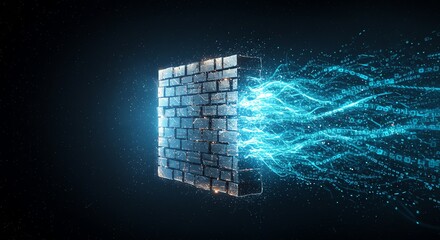 Digital Fortress Abstract Data Flow Futuristic Tech Connection