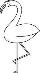Flamingo Vector Illustration. Simple Outline Flamingo Coloring Page