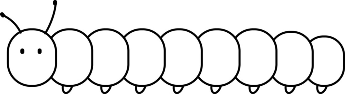 Caterpillar Vector Illustration. Simple Outline Caterpillar Coloring Page