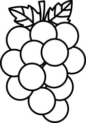 Vector Illustration of Cartoon Grape. Simple Outline Grape Coloring Page