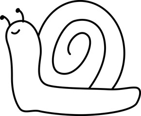 Vector Illustration of Cartoon Snail. Simple Outline Snail Coloring Page