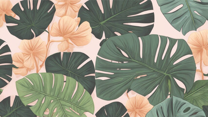 Obraz premium seamless monstera floral pattern