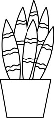 Houseplant Vector Illustration. Simple Outline Houseplant Coloring Page