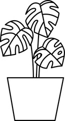 Houseplant Vector Illustration. Simple Outline Houseplant Coloring Page
