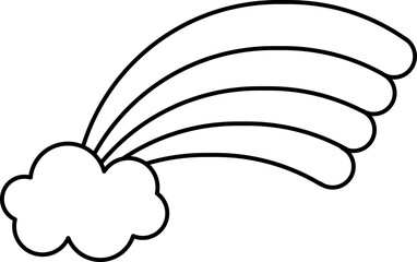 Rainbow Cartoon Vector Illustration. Simple Outline Rainbow Coloring Page