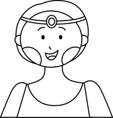 Queen Cartoon Vector Illustration. Simple Outline Queen Coloring Page