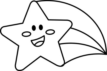 Star Cartoon Vector Illustration. Simple Outline Star Coloring Page